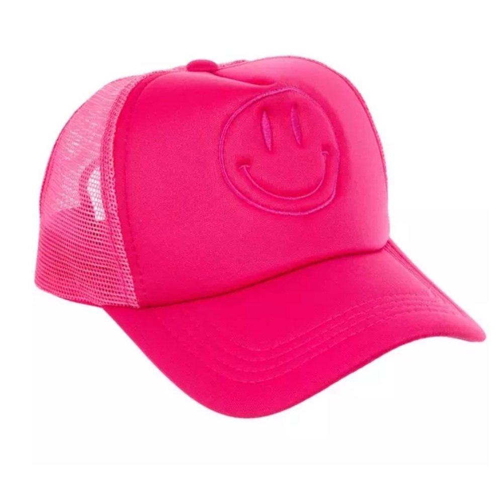 SMILEY Face Hot Pink Adjustable Snapback Trucker Hat NWT